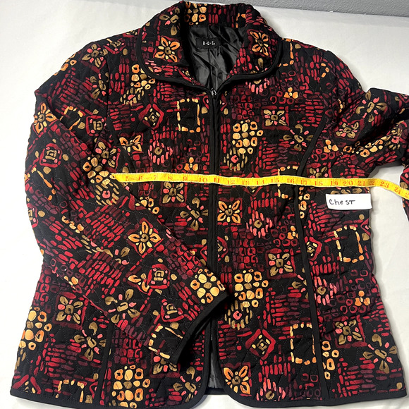 R.Q.T Womens Medium Floral‎ Quilted 70s Swing Blazer Jacket Cottage Core Boho - Picture 7 of 10